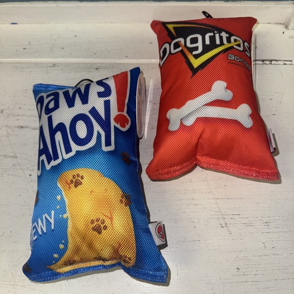 SPOT Fun Food Dogritos Red Bag Plush w/Squeaker Dog Toy 7" + Paws Ahoy Chewy Toy - Picture 2 of 6